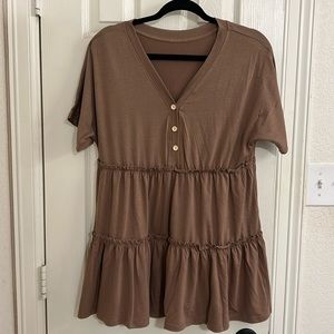 Light Brown Babydoll Blouse